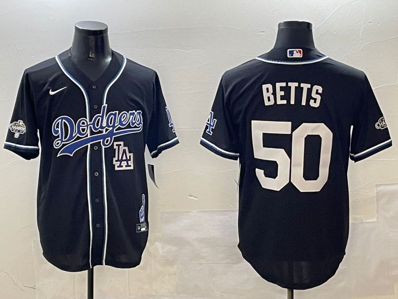 Men Los Angeles Dodgers #50 Betts Black Fashion Game 2025 Nike MLB Jersey style 3069